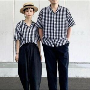 🇯🇵MUJI cotton mix stretch short sleeve open collar shirt